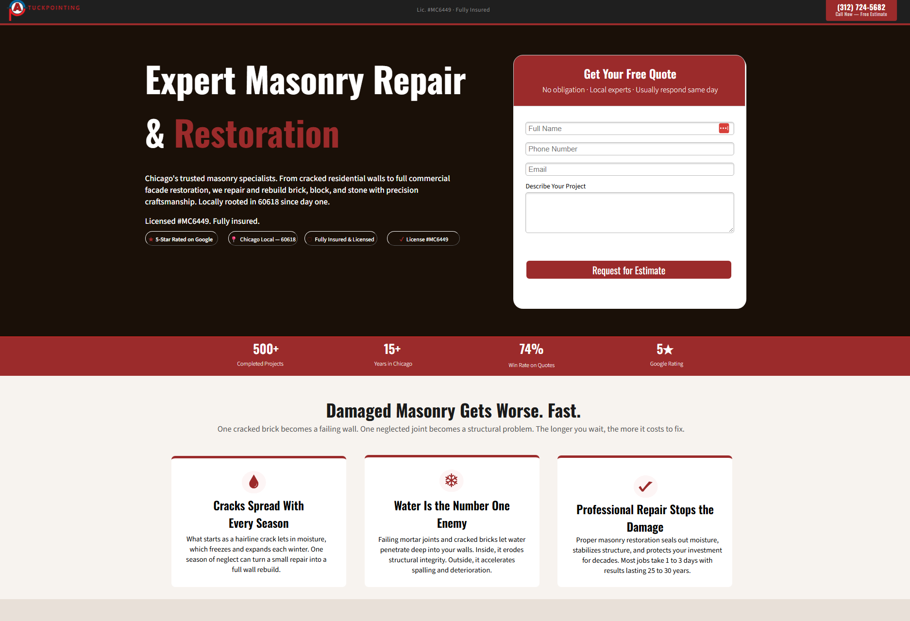Landing page screenshot